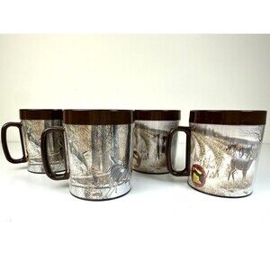 Set 4 VTG Minnesota Deer Hunters Association Royal Crest Plastic Mug 1988 1989